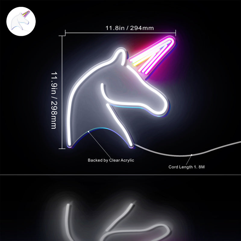 Unicorn with Magical Alicorn Horn Flex Silicone LED Sign (Neon-Style, LED Technology) - LED Gift Works