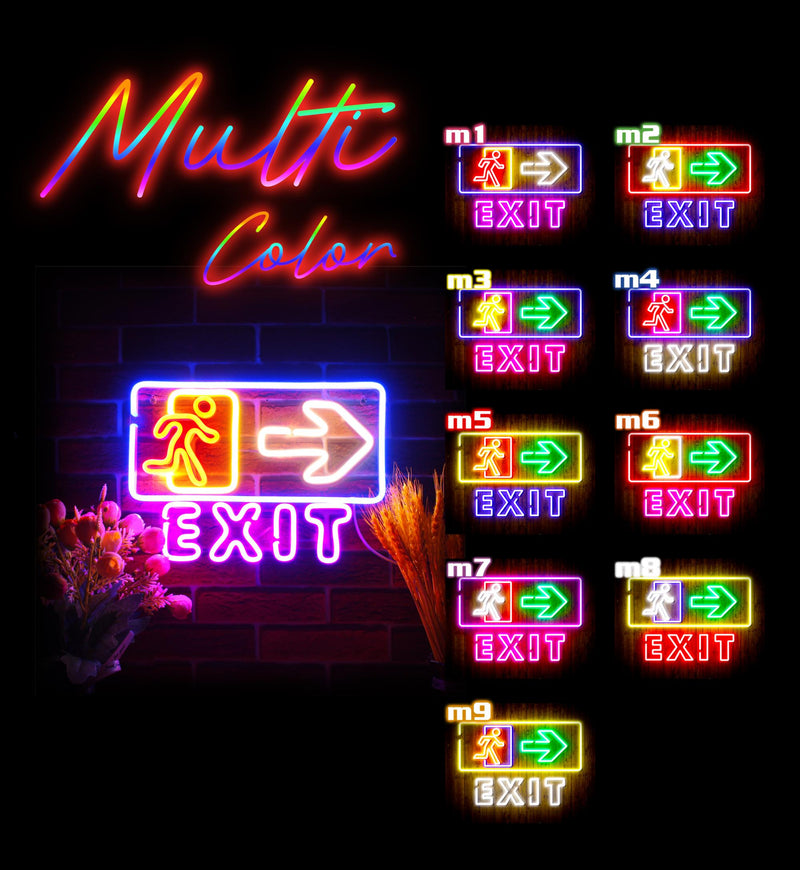 Exit Sign with Arrow Flex Silicone LED Sign (Neon-Style, LED Technology) - LED Gift Works