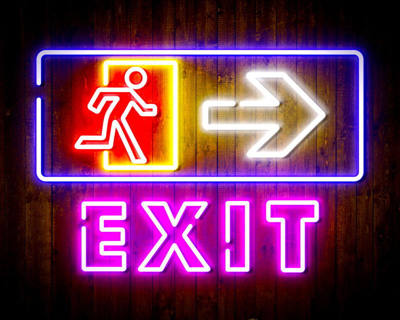 Exit Sign with Arrow Flex Silicone LED Sign (Neon-Style, LED Technology) - LED Gift Works