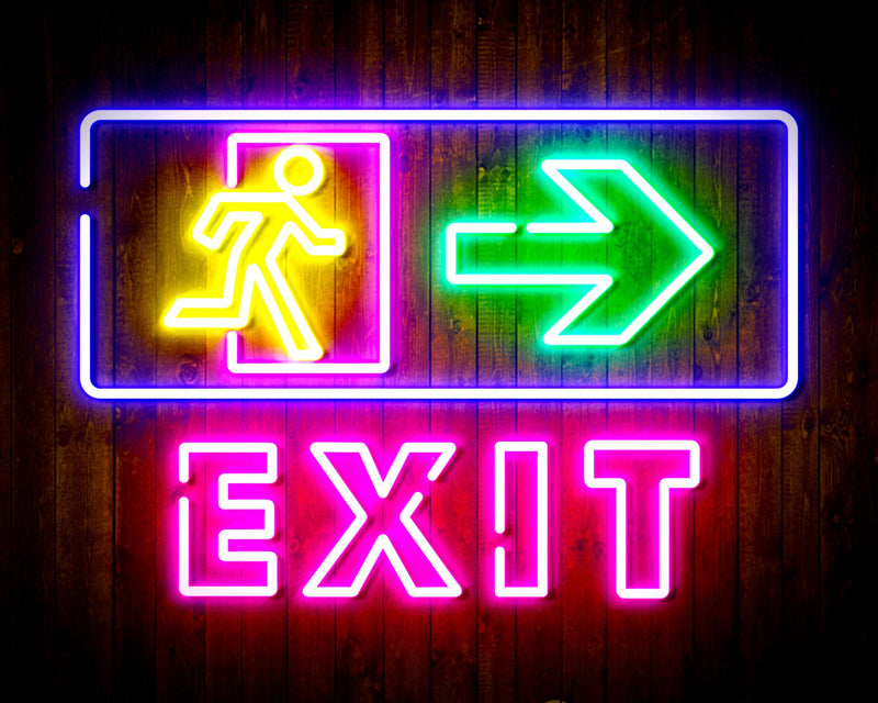 Exit Sign with Arrow Flex Silicone LED Sign (Neon-Style, LED Technology) - LED Gift Works