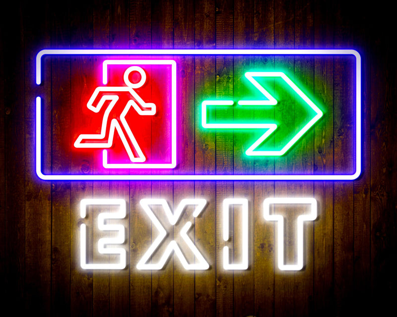 Exit Sign with Arrow Flex Silicone LED Sign (Neon-Style, LED Technology) - LED Gift Works