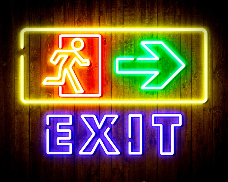 Exit Sign with Arrow Flex Silicone LED Sign (Neon-Style, LED Technology) - LED Gift Works