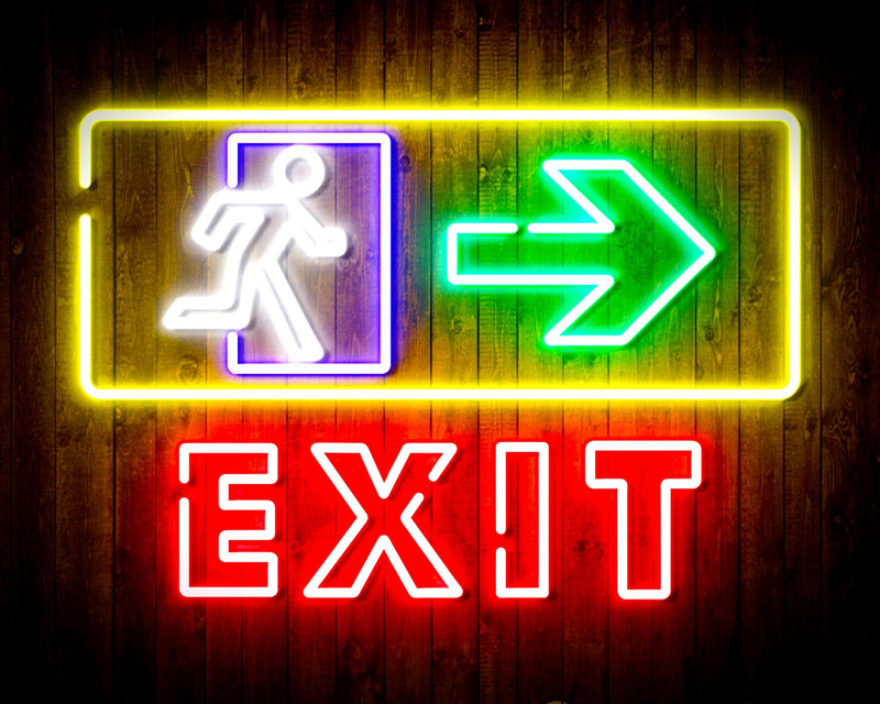 Exit Sign with Arrow Flex Silicone LED Sign (Neon-Style, LED Technology) - LED Gift Works