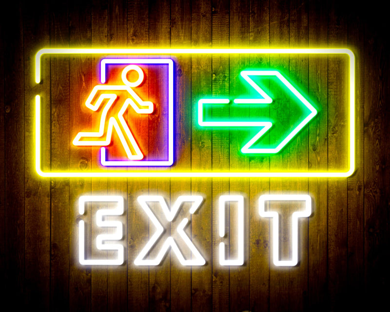 Exit Sign with Arrow Flex Silicone LED Sign (Neon-Style, LED Technology) - LED Gift Works