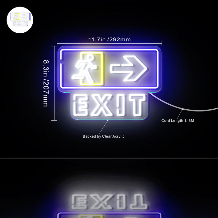 Exit Sign with Arrow Flex Silicone LED Sign (Neon-Style, LED Technology) - Way Up Gifts