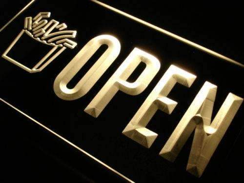 French Fries Fast Food Open LED Light Sign - LED Gift Works