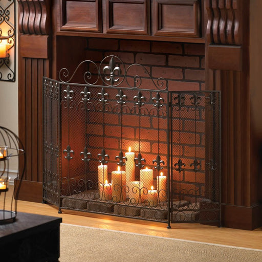 Antique Style Renaissance Iron Fireplace Screen - Way Up Gifts