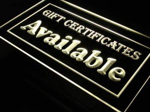 Gift Certificates Available LED Light Sign - LED Gift Works