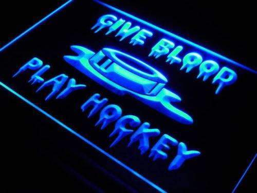 Give Blood Play Hockey LED Light Sign - LED Gift Works