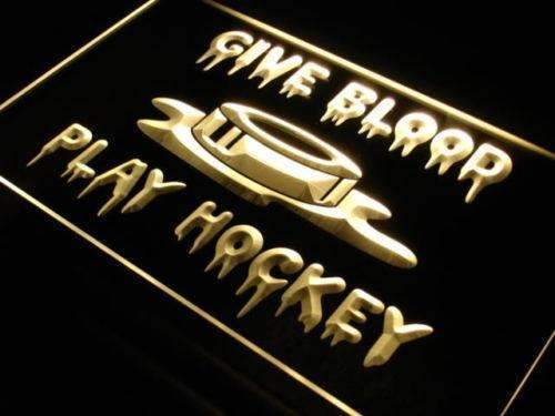 Give Blood Play Hockey LED Light Sign - Way Up Gifts