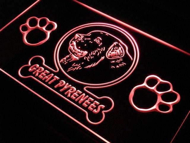 Great Pyrenees Paw Prints LED Light Sign - LED Gift Works
