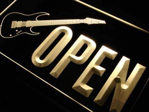 Guitar Shop Open LED Light Sign - LED Gift Works