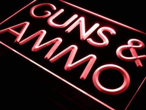 Guns and Ammo LED Light Sign - LED Gift Works