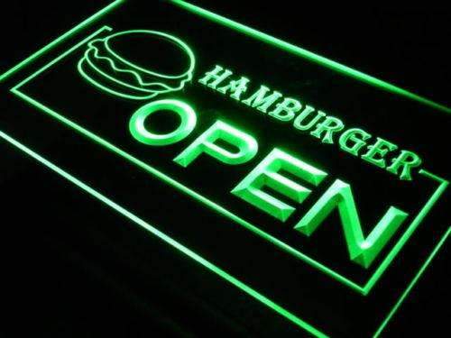 Hamburger Open LED Light Sign - LED Gift Works