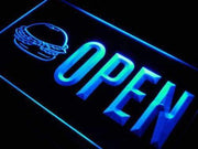 Hamburgers Burgers Restaurant Open LED Light Sign - LED Gift Works