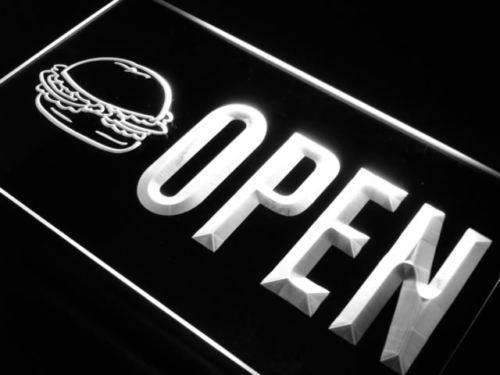 Hamburgers Burgers Restaurant Open LED Light Sign - LED Gift Works