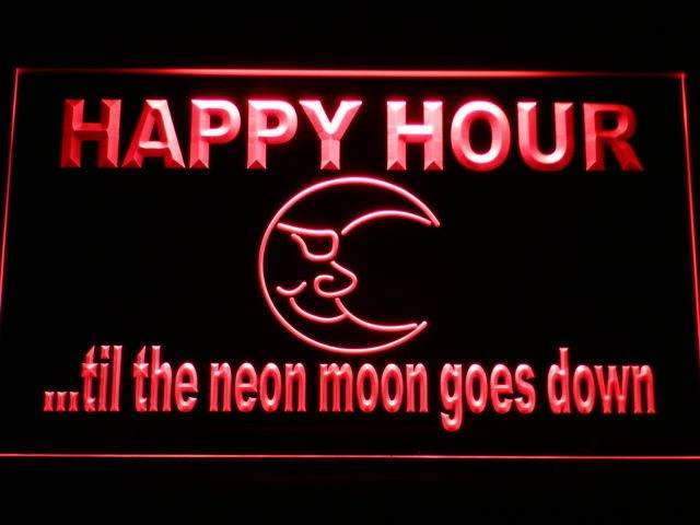 Happy Hour Blue Moon LED Light Sign - LED Gift Works