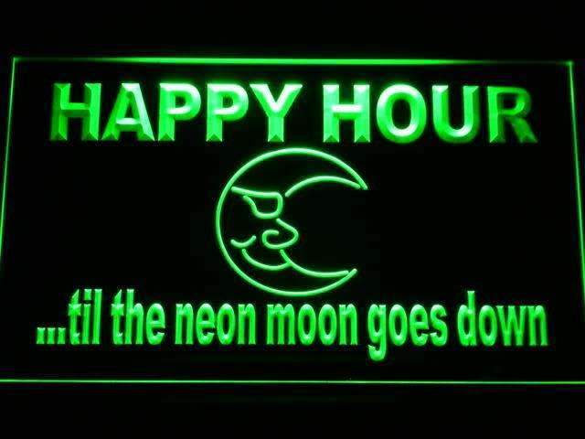 Happy Hour Blue Moon LED Light Sign - LED Gift Works