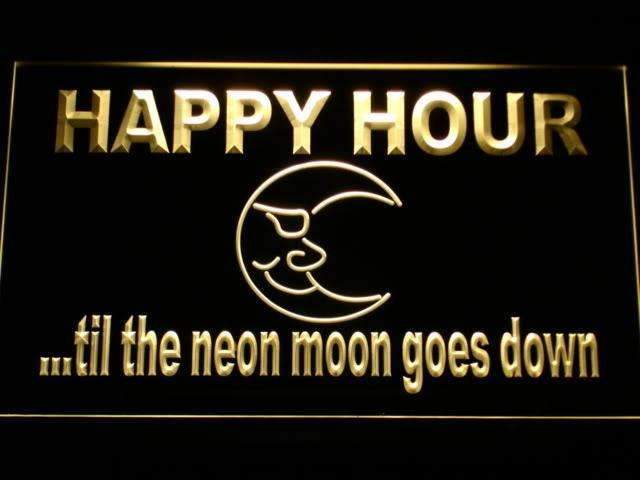 Happy Hour Blue Moon LED Light Sign - LED Gift Works