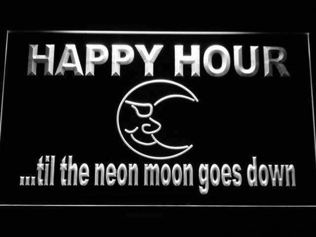 Happy Hour Blue Moon LED Light Sign - LED Gift Works