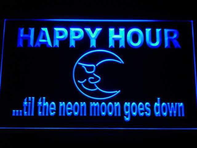 Happy Hour Blue Moon LED Light Sign - LED Gift Works
