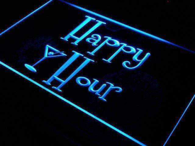 Happy Hour Cocktails LED Light Sign - LED Gift Works