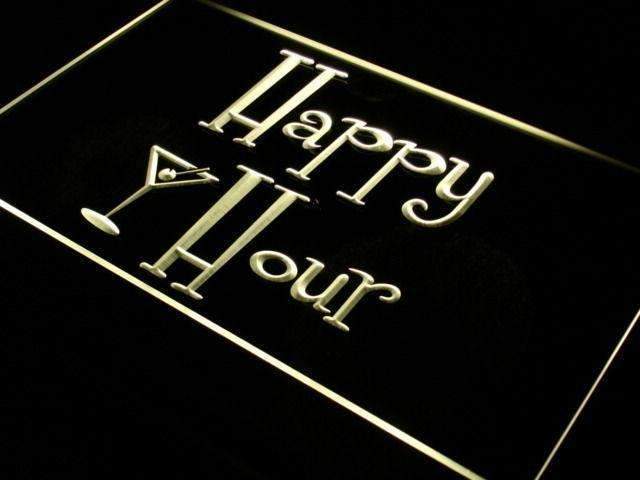 Happy Hour Cocktails LED Light Sign - LED Gift Works