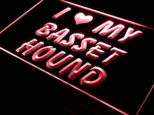 I Love My Basset Hound LED Light Sign - Way Up Gifts