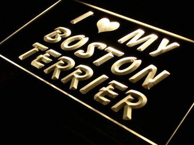 I Love My Boston Terrier LED Light Sign - LED Gift Works