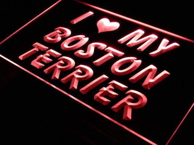 I Love My Boston Terrier LED Light Sign - LED Gift Works