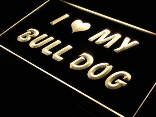 I Love My Bull Dog LED Light Sign - Way Up Gifts