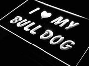 I Love My Bull Dog LED Light Sign - LED Gift Works