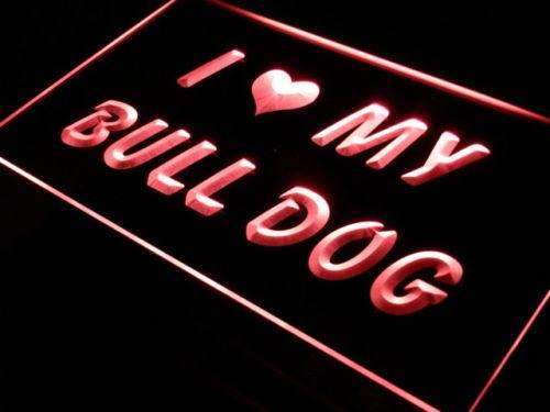 I Love My Bull Dog LED Light Sign - LED Gift Works