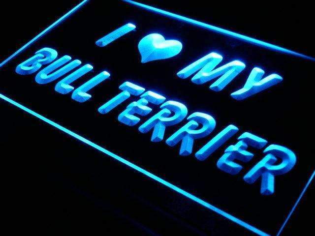 I Love My Bull Terrier LED Light Sign - LED Gift Works