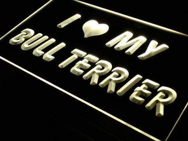 I Love My Bull Terrier LED Light Sign - LED Gift Works
