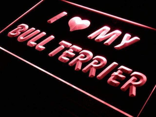 I Love My Bull Terrier LED Light Sign - Way Up Gifts