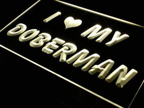 I Love My Doberman Dog LED Light Sign - LED Gift Works