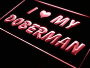 I Love My Doberman Dog LED Light Sign - LED Gift Works