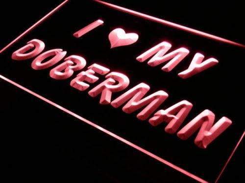 I Love My Doberman Dog LED Light Sign - LED Gift Works