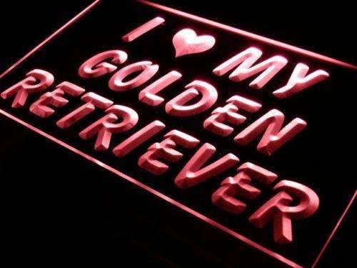 I Love My Golden Retriever LED Light Sign - LED Gift Works