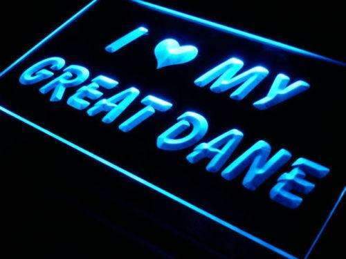 I Love My Great Dane LED Light Sign - LED Gift Works