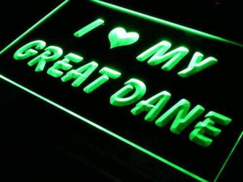I Love My Great Dane LED Light Sign - LED Gift Works