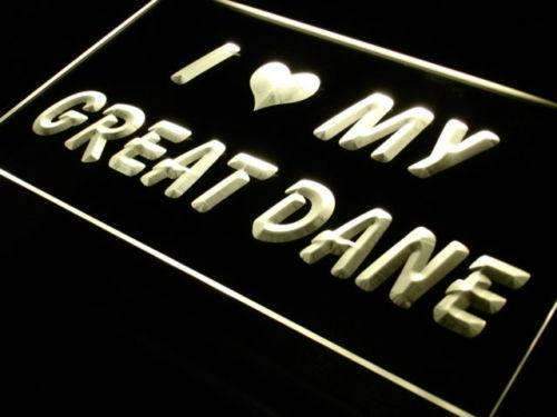 I Love My Great Dane LED Light Sign - LED Gift Works