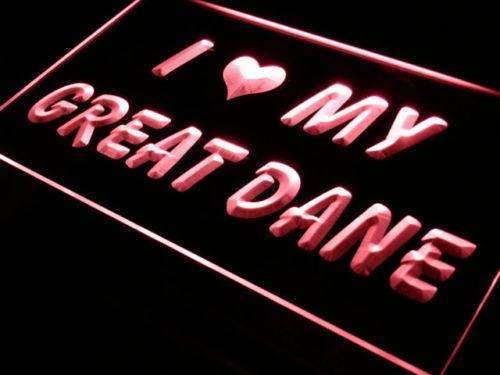 I Love My Great Dane LED Light Sign - LED Gift Works