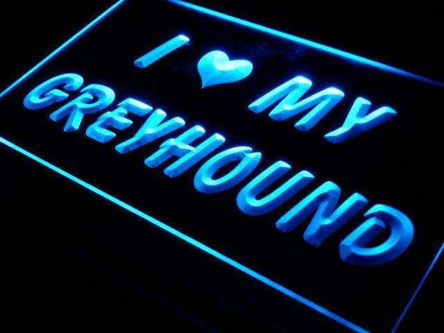 I Love My Greyhound LED Light Sign - LED Gift Works