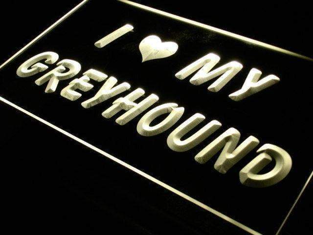 I Love My Greyhound LED Light Sign - LED Gift Works