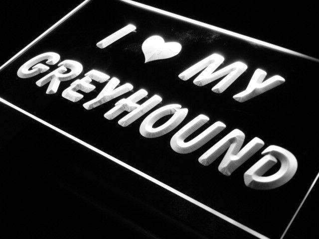 I Love My Greyhound LED Light Sign - LED Gift Works