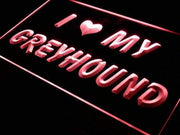 I Love My Greyhound LED Light Sign - LED Gift Works