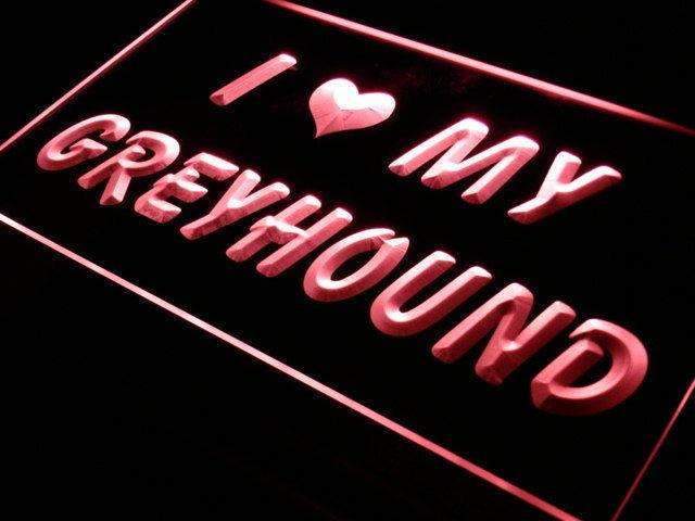 I Love My Greyhound LED Light Sign - LED Gift Works