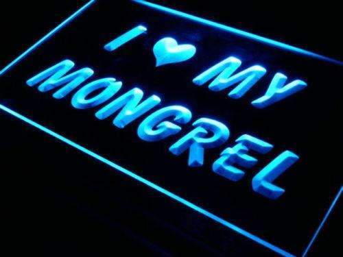 I Love My Mongrel LED Light Sign - LED Gift Works